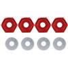Dilwe Adattatore esagonale per ruota auto RC,Adattatore per mozzi esagonali con ruote in metallo 4PCS Compatibile con HSP Camion veicolo stradale elettrico 1/10(rosso)