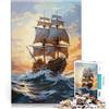 AITEXI Puzzle da 1000 pezzi per adolescenti Nave pirata nell'oceano Gioco intellettuale giocattolo perché è ideale come regalo per tutta la famiglia 38x26cm