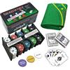 GUTEINTE Poker Fiches da Gioco, Set di Fiches da Poker da Festa Chip del Casino della Roulette, 200 Fiches, 2 Mazzi di Carte, Fiche Dealer, Fiche Buio, Tappetino Verde
