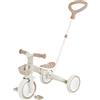 GLOBBER Learning Trike 3 in 1 Plus ECO - Triciclo e Girello per Bambini, Ruota Anteriore 8, Ruote Posteriori 7, Sella TPR ad Altezza Regolabile, Colore: Tortora