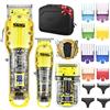 DSP Hair Clipper, Trimmer, Beard Shaver Kit for Men Professional Barber Set for Hair and Beard Cutting Zero Gap T-Blade Beard Trimmer, Rechargeable Bald Fade Clippers with LED Display (Yellow)