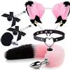 ANGKKY Anale Plug，Set da 6 Pezzi con Coda di Volpe, Plug Anale, Plug Anale con Orecchie di Gatto, Fascia e Collana, Sex Toys per Donne, Uomini, Principianti, Adulti, Coppie(V2-J1)