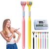 Gienslru Sensory Joy Spazzolino da denti a 3 lati, Spazzolino da denti a tre lati, setole morbide a forma di V, pulisce ogni dente per coprire completamente lo spazzolino (2 pezzi, C (adulto))