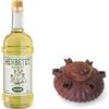 Nostre Montagne Prodotti Tipici Valle d' Genepy Herbetet Alpe 70cl - Grado alcolico 38% vol + Coppa dell'amicizia a 6 becchi in mogano diam. 18 cm ca