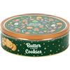 Generico Scatola di Biscotti al Burro Natalizi, Confezione Regalo in Metallo Verde con Decorazioni Festive, Assortimento di Dolci, 340g