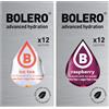 Generico SET 24 BOLERO bustine da 3 grammi 12 Ice Tea Peach Pesca + 12 Raspberry Lampone Preparato istantaneo per Bevande con Stevia e Vitamina C e Senza Zucchero