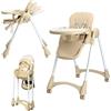 Bonnlo Seggiolone Evolutivo per Bambini 6 Mesi-3 Anni (Max 15kg), Seggiolone Pieghevole per Pappa con Vassoio e Poggiapiedi Regolabile, Seduta Ausiliaria per Neonati Bianco crema