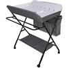Homewell Tavolo per pannolini pieghevole con cesto portaoggetti, materasso per pannolini regolabile in altezza, cintura di sicurezza e 4 ruote con freno, per neonato e neonato, 80 x 63 x (93-99) cm