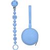 BABY J ART Portaciuccio, Portasucchietto IN SILICONE,Catenella portaciuccio personalizzata con nome BUBBLE AZZURRO PASTELLO BABYJART,lavabile, sicura per il bambino,compatibile con ciuccio MAM e CHICCO!
