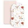 Odot Set di 2 Lenzuolo con Angoli Neonato, Lenzuola per Carrozzina Lenzuola da Culla Copri Fasciatoio Bambino Coprimaterasso in Cotone Morbido con Fascia Elastica (Floreale Rosa,82x41cm)