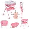 MS BabyWorld - BUBBLE + CUSCINO RIDUTTORE - Vaschetta Bagnetto Ergonomica con Supporto | Fasciatoio Impermeabile Imbottito | Chiusura Compatta | Organizzatore | 4 Ruote con Freni