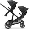 Deryan Evy V2 Passeggino per 2 bambini, Duo Tandem, 0-4 anni, doppio Duett, per neonati e bambini in età prescolare, carrozzine fino a 50 kg, passeggino, passeggino da viaggio 2 in 1, Nero con zecca