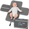 AWASG Fasciatoio per bambini, personalizzato con nome cuore, fasciatoio con nome arcobaleno, per salviettine umidificate, pannolini, viaggio (grigio scuro)
