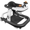 HUOLE Girello per Bambini, Passeggino Primi Passi con Altezza Regolabile, Babywalker con Vassoio Rimovibile Musicale Giocattolo, per Bambini 6+ Mesi, 70 * 56 * 42 cm - Nero