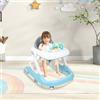 HUOLE Girello Bambino Primi Passi per Bambini da 6 Mesi a 15 kg, Regolabile in Altezza, girello pieghevole per bambini con vassoio di gioco interattivo con suoni, 60 * 55 * 70 cm - Blu