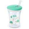NUK Action Cup tazza per bimbi | 12+ mesi | Coperchio con chiusura ad avvitamento e cannuccia morbida | A prova di perdite | Senza BPA | 230ml | tartaruga (turchese) | 1 pezzo