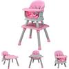 LIFEZEAL Seggiolone per Bambini, in PP, Portata 25 kg, Sedia per Bambini con Vassoio e Rivestimento in Tessuto Rimovibile, Seggiolone Combinato con Cintura di Sicurezza, 7-36 Mesi (rosa)