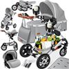 KESSER® Carrozzina 3in1 Loops, Carrozzina Combinata con navicella, Seggiolino sportivo, Seggiolino auto, Borsa Fasciatoio, Parapioggia, Tavolino per Bambini, Grigio Asfalto/Argento