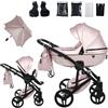 Junama Passeggino TRIO Diamond S Class 02 Rosa e Nero - 2in1 3in1 4in1 + ombrellino (2 in 1 con Adattatori)