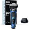 Braun Rasoio Elettrico da Uomo, Serie 6 6120s, Rasatura Bagnata e Secca, Modalità Turbo e Delicata, con Trimmer di Precisione e Custodia, Blu