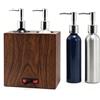 Elitzia Scaldasalviette in legno di noce Scaldasalviette indipendente a doppia bottiglia con 4 bottiglie a pompa per olio da massaggio Dosatore scaldasalviette riscaldato a 122-140°F ETAW04
