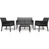 Set Salotto da Giardino Panka - Divano + 2 Poltrone + Tavolino + Cuscini in Materiale Riciclato, GRIGIO ANTRACITE