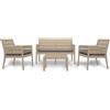Set Salotto da Giardino Panka - Divano + 2 Poltrone + Tavolino + Cuscini in Materiale Riciclato, JUTA