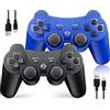 OKHAHA Controller wireless per PS3 per Sony Playstation 3, Double Shock 3, Bluetooth, ricaricabile, sensore di movimento, telecomando per PS3 (con strisce (nero + nero)