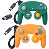 ONE250 Confezione da 2 controller classici per joypad con cavo, compatibile con Wii NGC Gamecube Game Cube (verde e giallo)