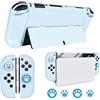 DLseego Custodia protettiva compatibile con controller OLED Joy-Con Nintendo Switch Nuovo modello 2021 con pellicola protettiva in vetro e 4 simpatici tappi per pollice, cover antigraffio per la pelle