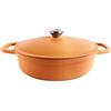 Commichef Casseruola leggera in ghisa 28 cm, 3 L, rosso terracotta - Pentola con coperchio per cucinare e cuocere il pane, padella smaltata, pentola compatibile con piani cottura a induzione