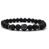 KARDINAL WEIST leone onice - lava bracciale, perle di gemma, king - lion -gioielli per uomo, animale di potere - coraggio - protezione (L)