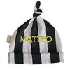 Zigozago - Cappellino con nodo a righe bianco e nere con o senza nome