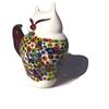 YourMurano Figura di simpatico gatto in vetro di Murano, scultura realizzata a mano in avorio con dettagli in murrine, marchio di origine incluso, complemento d'arredo o idea regalo, YourMurano