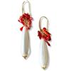Handmade Orecchini con Perle di Maiorca e Corallini Rossi - Orecchini Pendenti Donna Fatti a Mano, Bijoux Artigianali Eleganti, Made in Italy