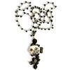 Generico Collana all'uncinetto con perline e ciondolo estivo in ceramica (Nera)