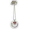 Handmade Collana Lunga Catena Acciaio con Disco Incisione Personalizzata e Cuore | Ciondolo Disco in Alluminio con Incisione Fatta a Mano, Charm Cuore con Scritta Love, Catena in Acciaio