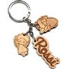 Faltec Portachiavi personalizzato in legno con nome ed angioletti - Portachiavi nome - idee idea regalo legno personalizzato