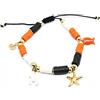 Generic Bracciale cordino con perline heishi bianche arancio nere e charms a tema mare