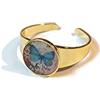 Lydée Déco Anello oro ottone resina 1 cm regolabile Farfalla (blu rosa)