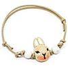 Generic Bracciale cordino cerato con musetto coniglio beige - braccialetto coniglio