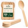 Avlash® Confezione da 100 cucchiai usa e getta in legno, biodegradabili, lunghi 16 cm, ecologici e senza plastica, ideali per matrimoni, picnic, feste, ufficio (cucchiai)