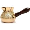 Aakrati Bollitore turco di design in ottone e rame per fare tè, caffè, può essere utilizzato su gas, caffettiera turca con coperchio, piccolo