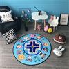 Lily&her friends - Tappetino rotondo per bambini, tappetino per bambini, tappetino per gattonare, multifunzione, antiscivolo e lavabile, decorazione (scacchi di volo dello zoo, diametro: 80 cm)