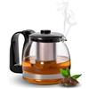 Paluplus Teiera in Vetro con Infusore, Misura 11x10 cm e Capacità 700 ml, Coperchio e FIltro Estraibile, Adatta per Piano Cottura, per Tè in bustine e sfuso -6811F
