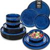 vancasso STARRY Set di Piatti per 12 Persone, Servizio da Tavola 36 Pezzi in Gres con Smalto Reattivo Blu, con 12 Piatti Piani, 12 Piatti da Dessert e 12 Ciotole per Cereali