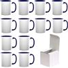 AL PRODUCTION Set Tazze per Sublimazione in Ceramica Bianca 330ml - Tazza Mug di Categoria AAA inclusa di Scatola per Gadget e Personalizzazioni - Made in Italy (Blu, 12 Unità)