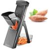 GEFU Affettatrice per patate dolci e verdure per fette e strisce di julienne, con contenitore, regolazione della lama, antiscivolo, in acciaio inox