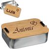 Schmalz Contenitore Durevole Portapranzo Bambus-Metall Incl. Incisione 750 ML Scatole Eco Portapane Lunch Scatola per Bambini E Adulto Personalizzato Regalo Nome Compleanno Idea Regalo