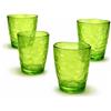 ARCA, Set di 4 Tumbler in Pasta Acrilica, per 4 Persone, Bicchieri Ideali per la Tavola, Resistenti e Duraturi, Collezione Hammered, Verde, 400 ml